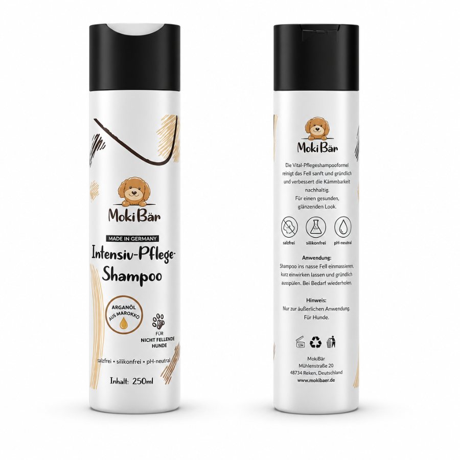Concept: front and back of the bottle side by side on white