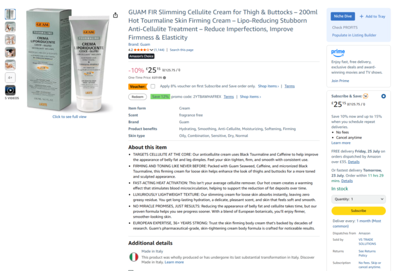 Body care listing