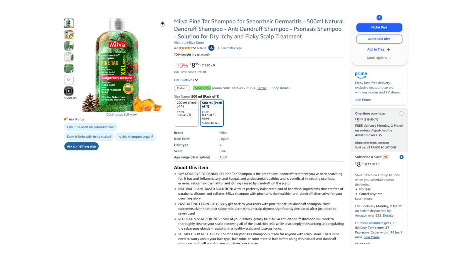 Scalp care listing