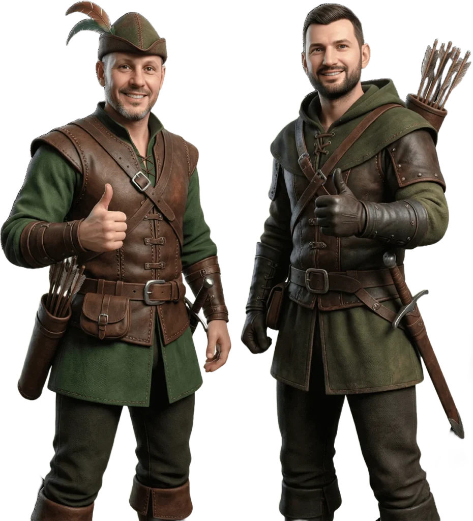 Stanislav Yordanov and Veselin Angelov, co-founders of Amazon Experts, dressed as Robin Hood