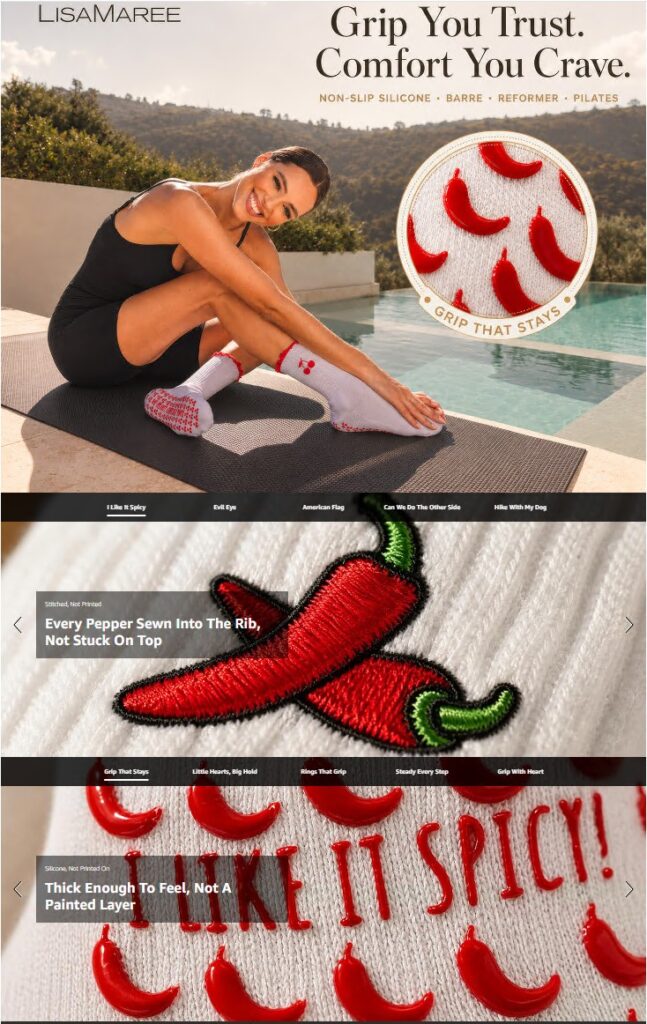 Premium A+ content for chilli pilates grip socks