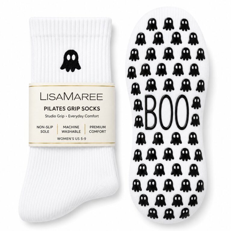 Pilates grip socks, ghost design, listing image 1 of 10