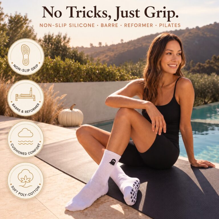 Pilates grip socks, ghost design, listing image 2 of 10