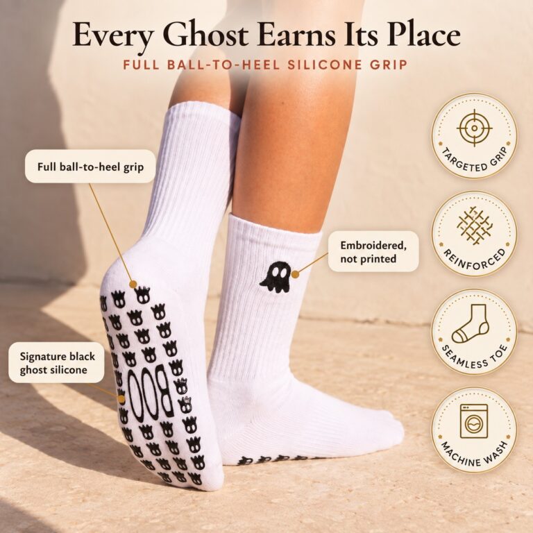 Pilates grip socks, ghost design, listing image 4 of 10