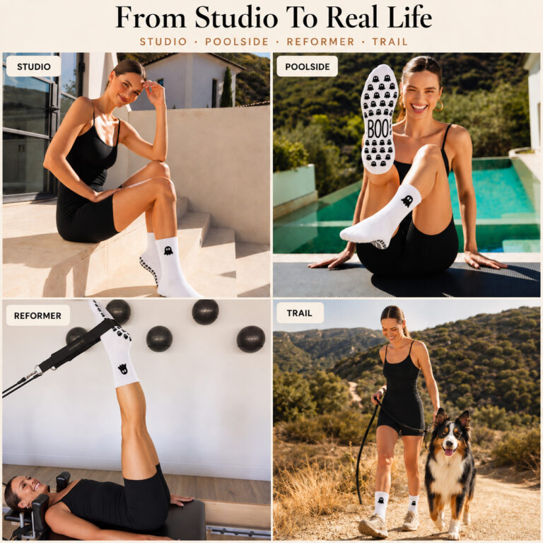 Pilates grip socks, ghost design, listing image 5 of 10