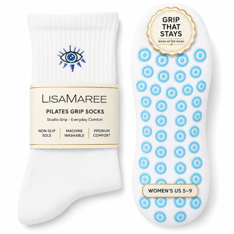 Pilates grip socks, evil eye design, listing image 1 of 10