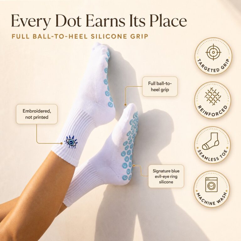 Pilates grip socks, evil eye design, listing image 4 of 10
