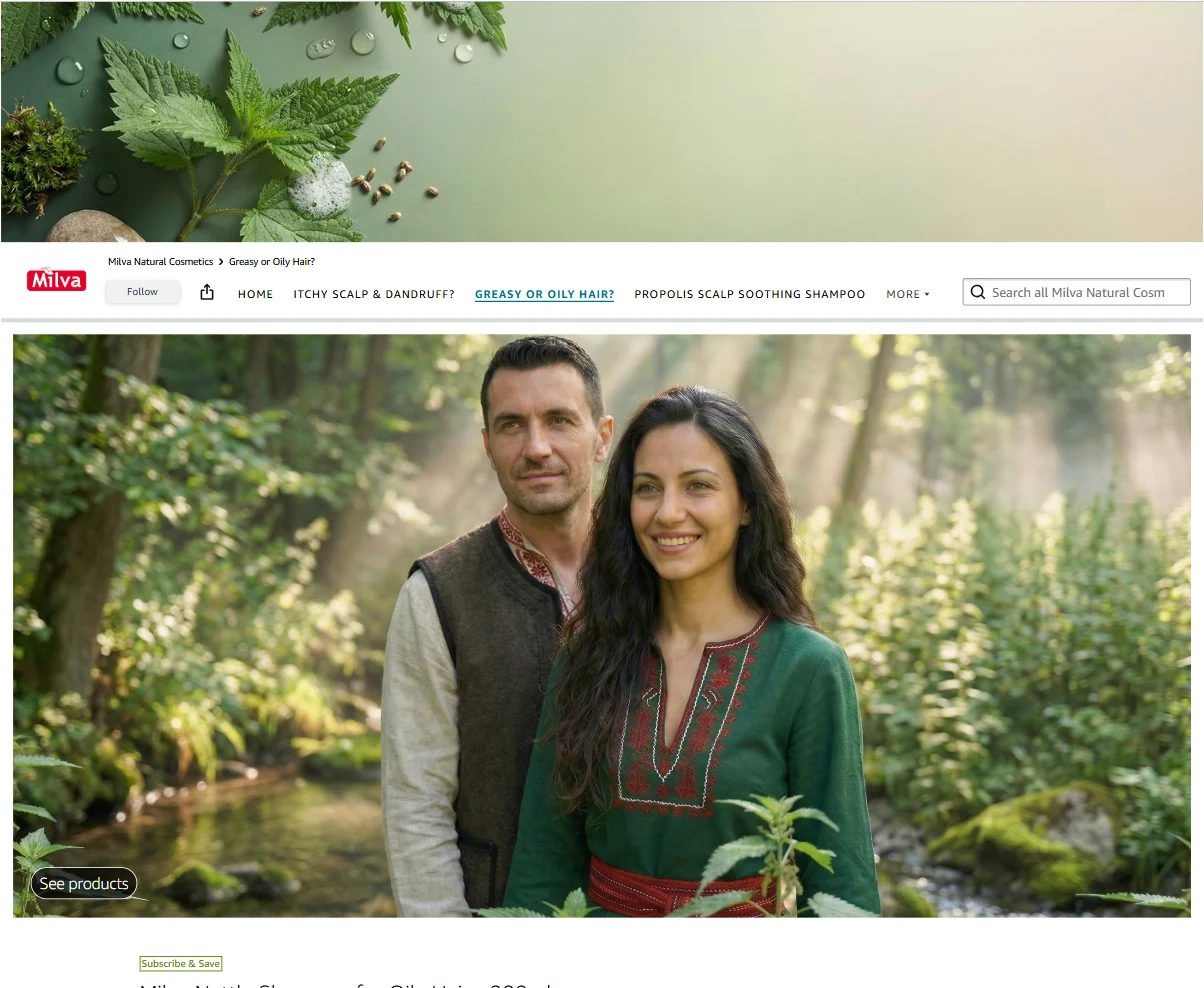 The Greasy or oily hair page of the Milva Brand Store on Amazon.co.uk