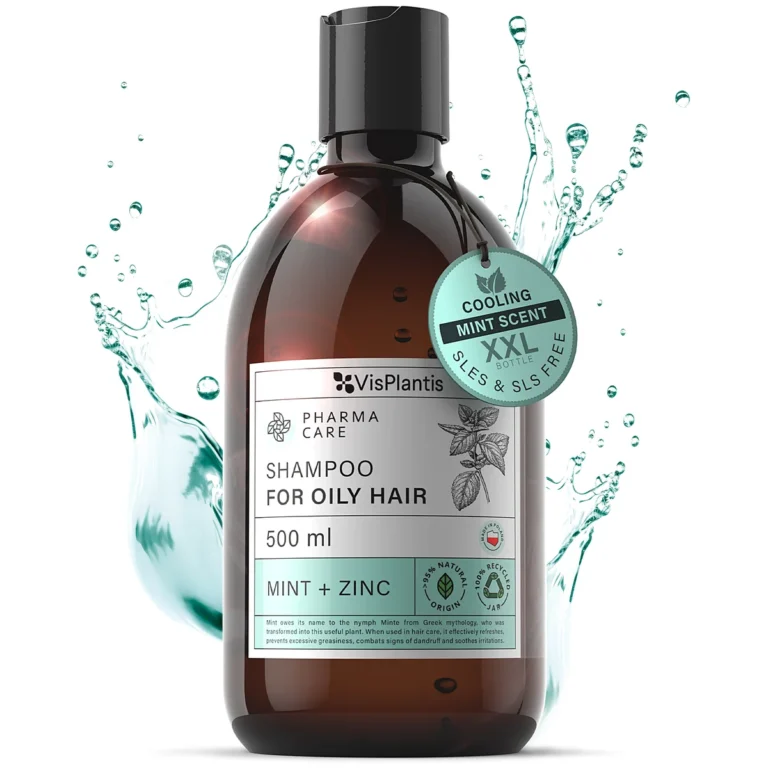 Vis Plantis Pharma Care Mint + Zinc Shampoo for Oily Hair, 500 ml, with a water splash