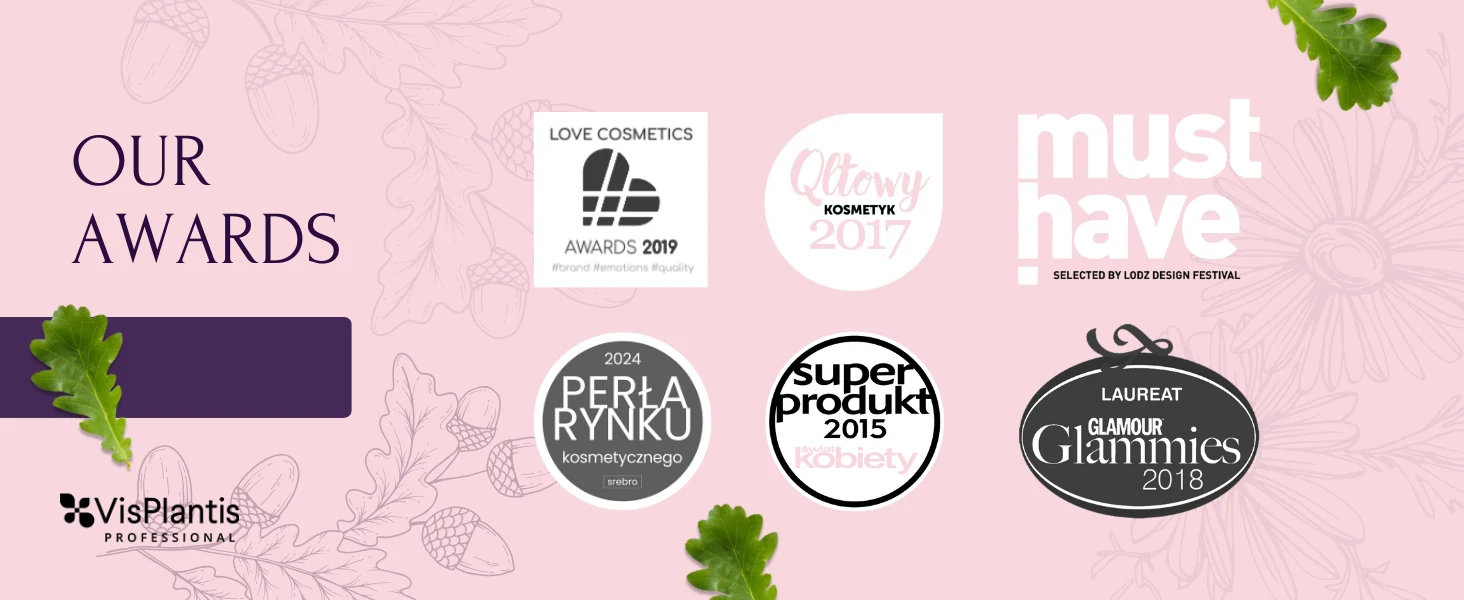 Vis Plantis A+ module on Amazon.co.uk: “Our awards”, Love Cosmetics 2019, Qltowy Kosmetyk 2017, Must Have, Perła Rynku 2024, Super Produkt 2015 and Glamour Glammies 2018