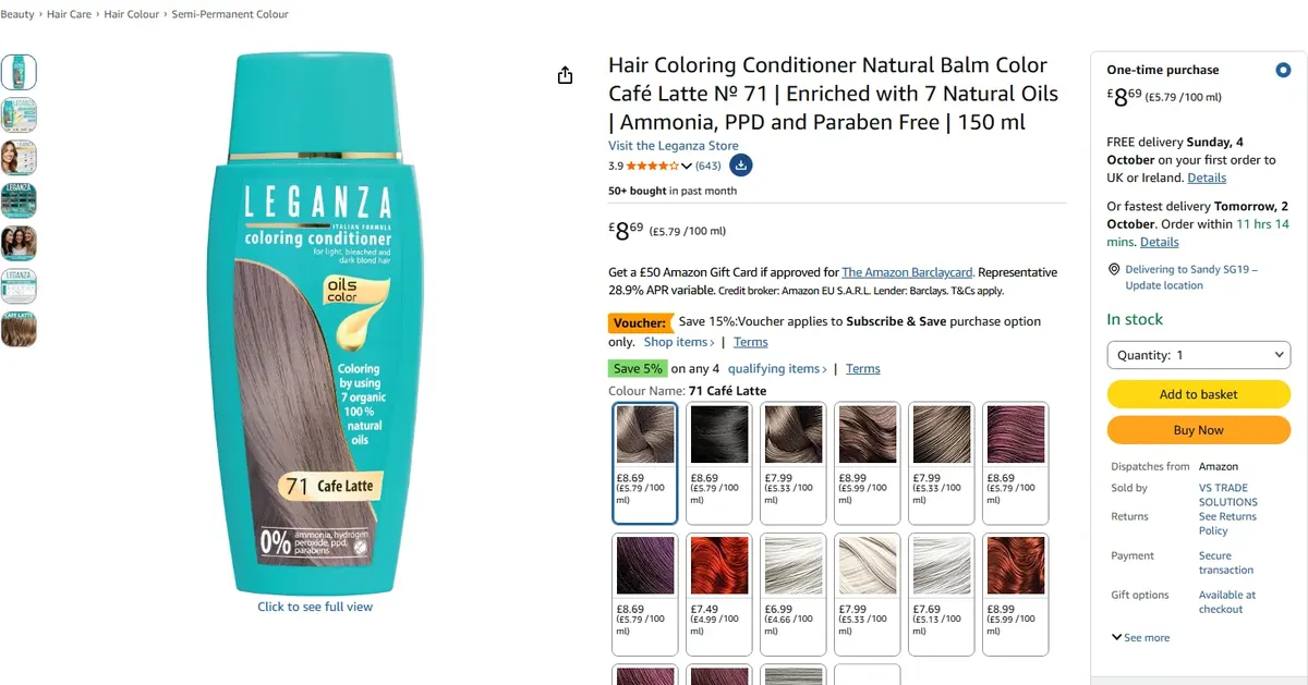 Leganza colouring conditioner on Amazon.co.uk